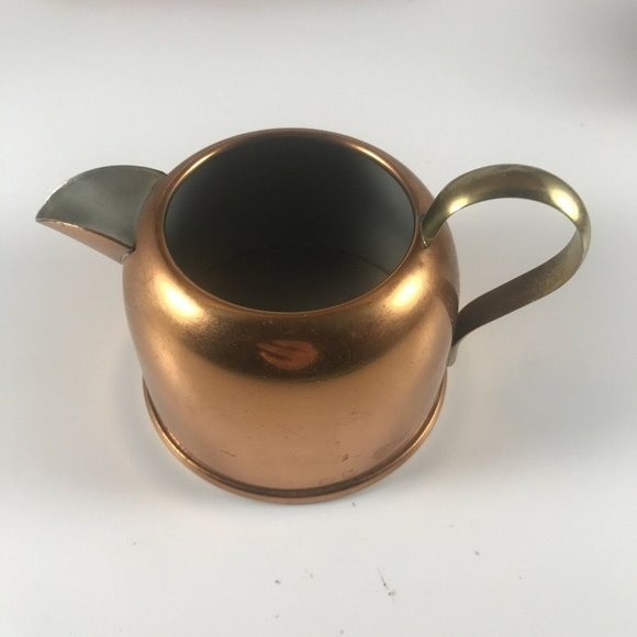 Vintage Copper and Brass Cream Sugar & Tray Set - Coppercraft Guild - Picture 4 of 10